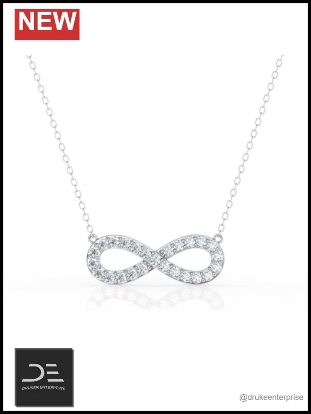 Lab Grown Diamond Infinity Pendant Necklace Sterling Silver 18" 1/2ct